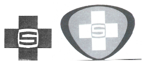 Two black and white images of Travelway trademarks. Each consists of a St. Andrew's cross with the letter "S" in the center of the cross.